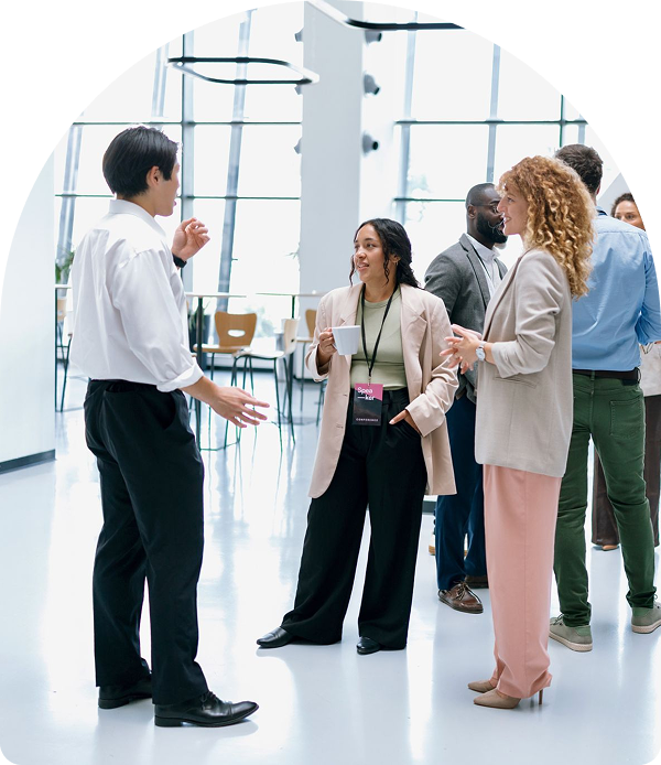 People networking at a business event.
